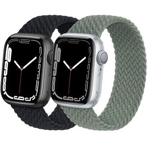 Black cactus green Braided Solo Loop Band Compatible with Apple Watch Band
